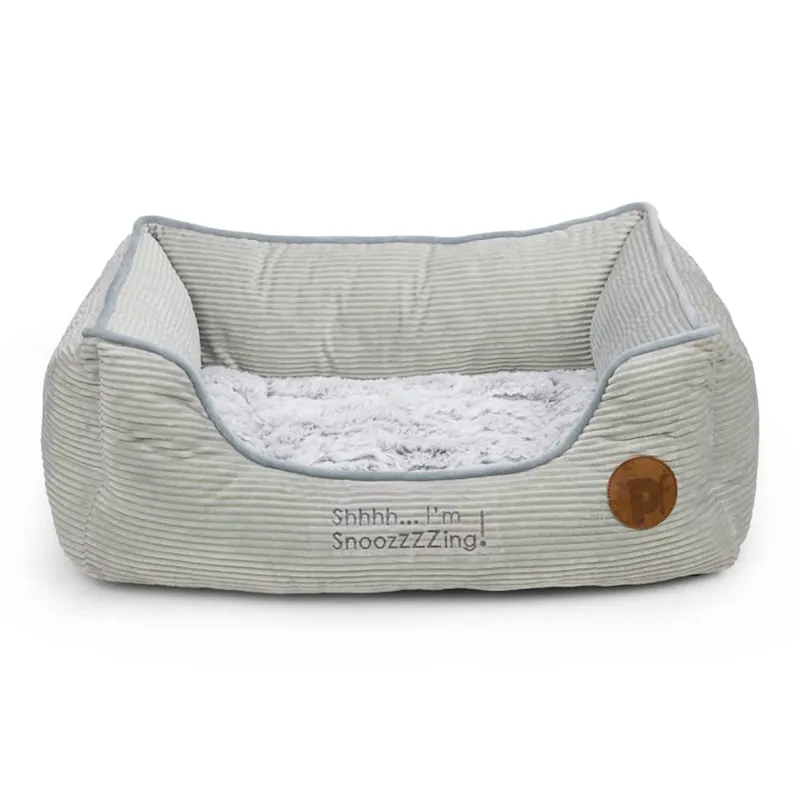 Petface Grey Cord Square Dog Bed